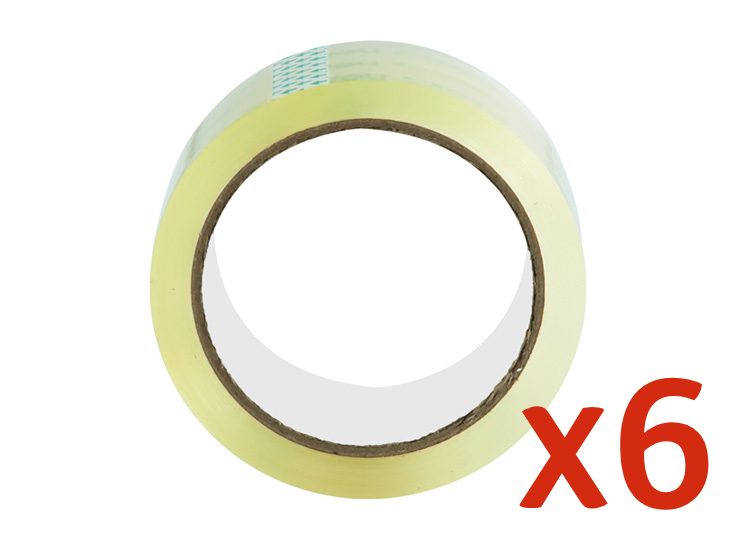  Tape: Transparent Plastic Packing Tape 48mm X 91M x 50um (6 Roll )  